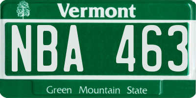 VT license plate NBA463
