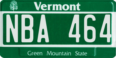 VT license plate NBA464