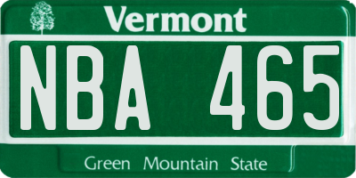 VT license plate NBA465