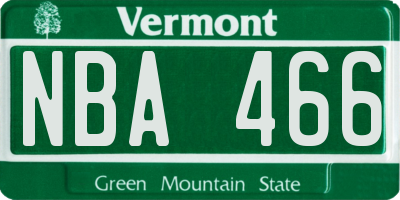 VT license plate NBA466