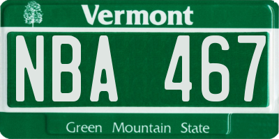 VT license plate NBA467