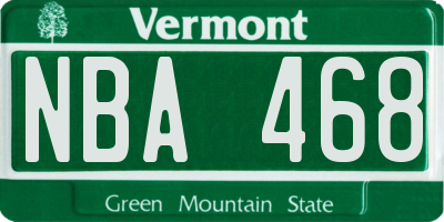 VT license plate NBA468