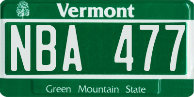VT license plate NBA477