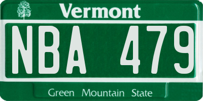 VT license plate NBA479