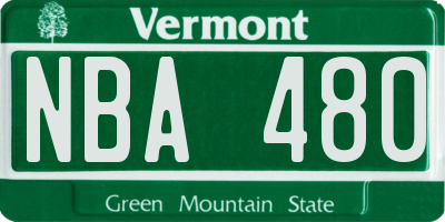 VT license plate NBA480