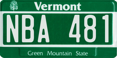 VT license plate NBA481
