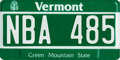 VT license plate NBA485
