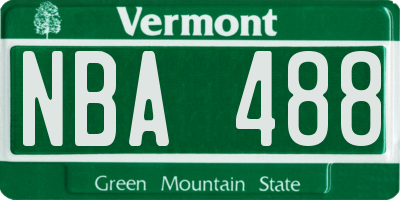 VT license plate NBA488