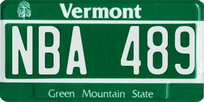 VT license plate NBA489