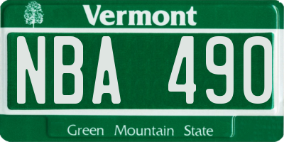 VT license plate NBA490