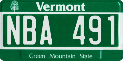 VT license plate NBA491
