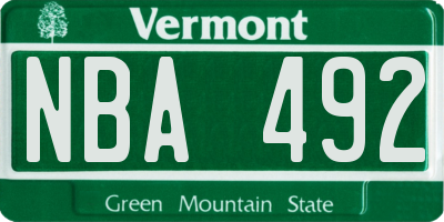 VT license plate NBA492