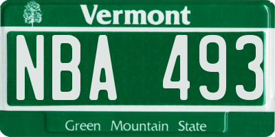 VT license plate NBA493