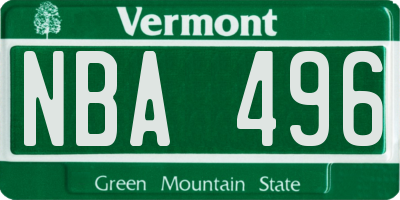 VT license plate NBA496