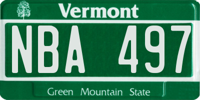 VT license plate NBA497