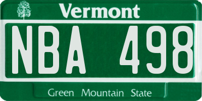 VT license plate NBA498