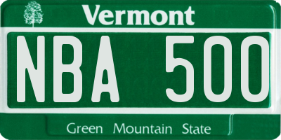 VT license plate NBA500