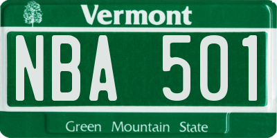 VT license plate NBA501
