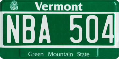 VT license plate NBA504
