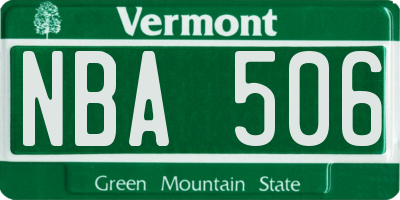VT license plate NBA506