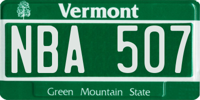 VT license plate NBA507