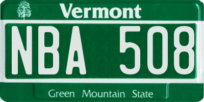 VT license plate NBA508