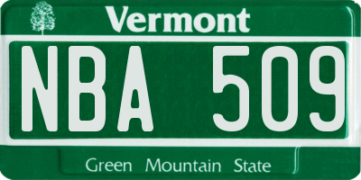 VT license plate NBA509