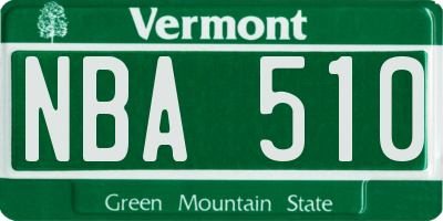 VT license plate NBA510