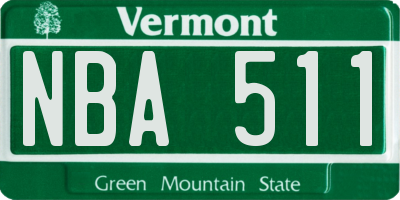 VT license plate NBA511