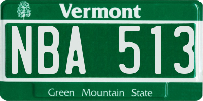 VT license plate NBA513