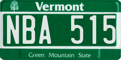 VT license plate NBA515