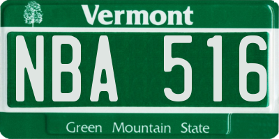 VT license plate NBA516