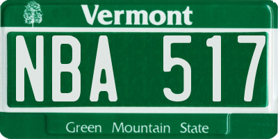 VT license plate NBA517