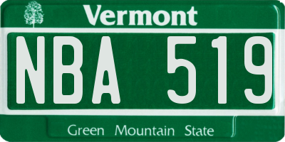 VT license plate NBA519