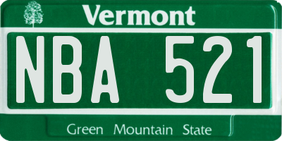 VT license plate NBA521