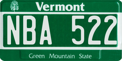 VT license plate NBA522
