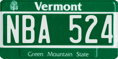 VT license plate NBA524