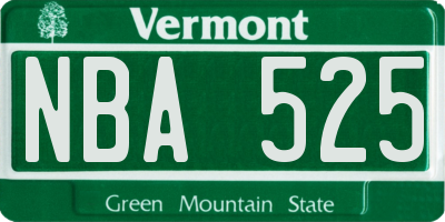 VT license plate NBA525
