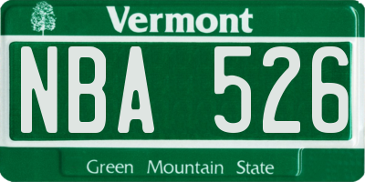 VT license plate NBA526