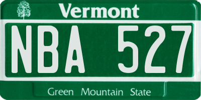 VT license plate NBA527