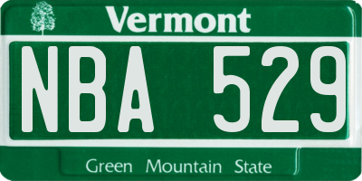 VT license plate NBA529