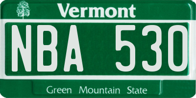 VT license plate NBA530