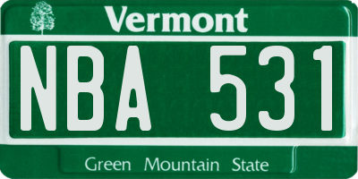 VT license plate NBA531