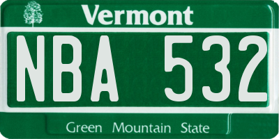 VT license plate NBA532