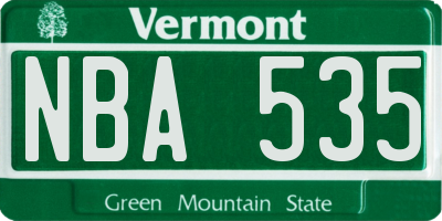 VT license plate NBA535