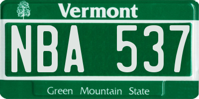 VT license plate NBA537