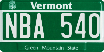 VT license plate NBA540