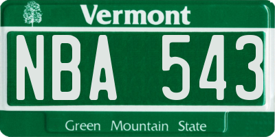 VT license plate NBA543
