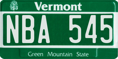 VT license plate NBA545