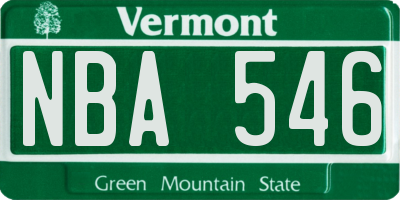 VT license plate NBA546